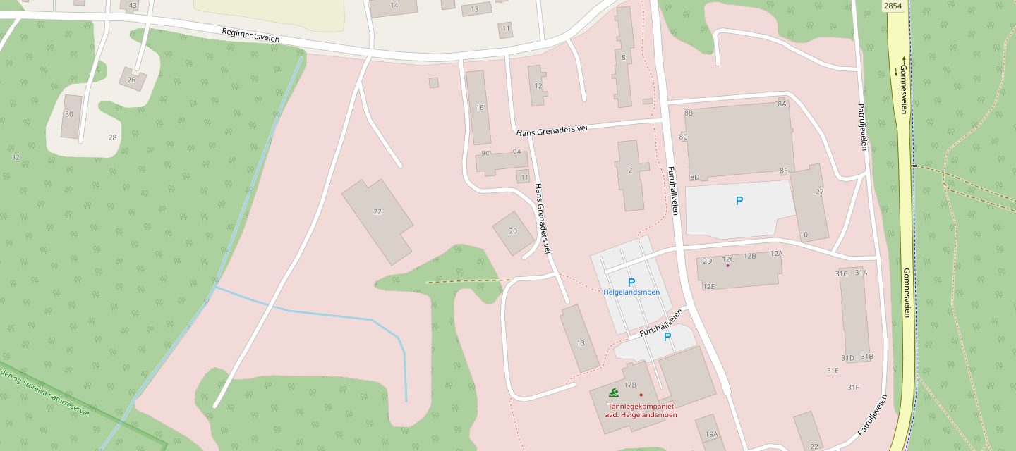 Kart over Regimentsveien 20 på Røyse